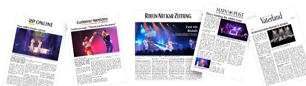 Presseecho zur Tournee 2018/2019: RP Online, Cuxhavener Nachrichten, Rhein-Neckar-Zeitung, Main-Post und Vaterland